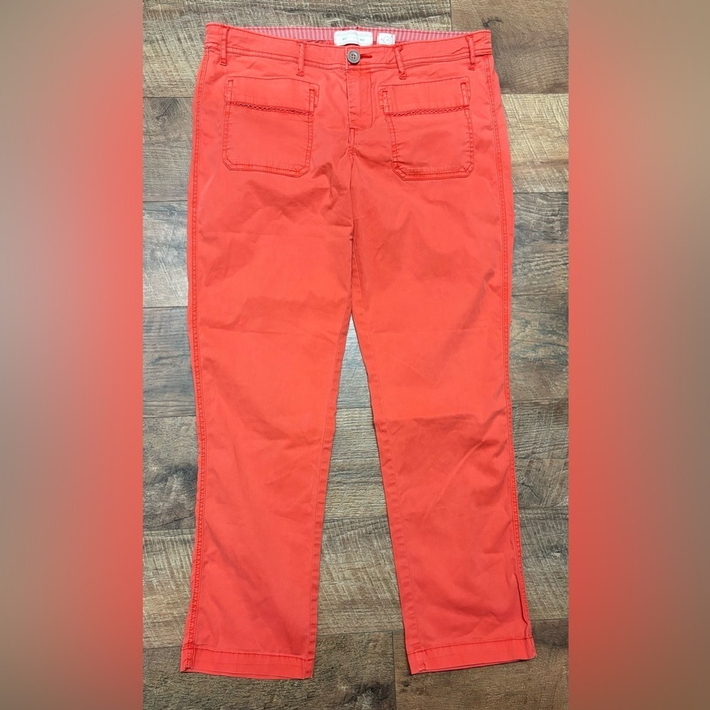 Hei Hei Anthropologie Cotton Blend Red/Orange Pants W/ Stretch Size 10